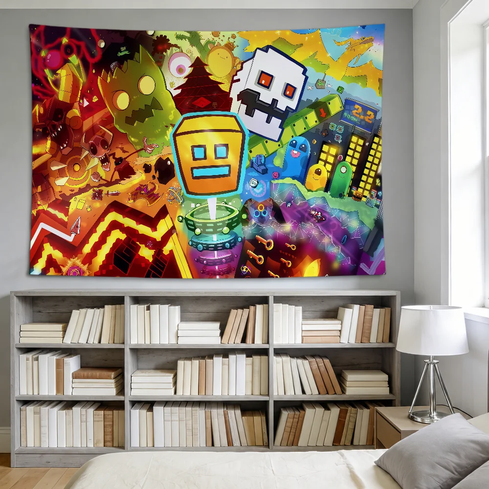 Fun Game Geometry D-Dash Lite Flag For Room Dorm Party Hogar Bedside Living Room Wall Hanging Garden Decor Banner Gift