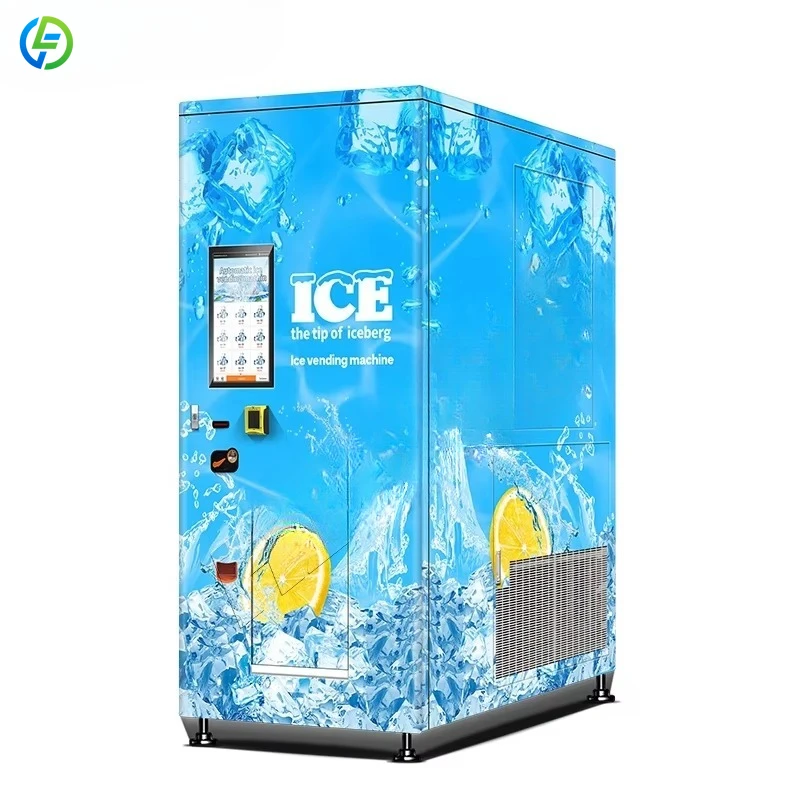 Customized Outdoor Commercial Bagged Ice Dispenser Smart Bulk And Bag Ice Cube Vending Machine