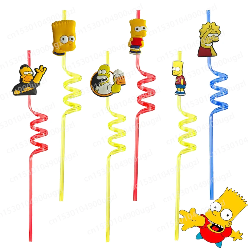 

6pcs/set Simpsons Drinking Straws Children Birthday Party Decoration Baby Shower Anime Sadness Joy Party Supplies Gift