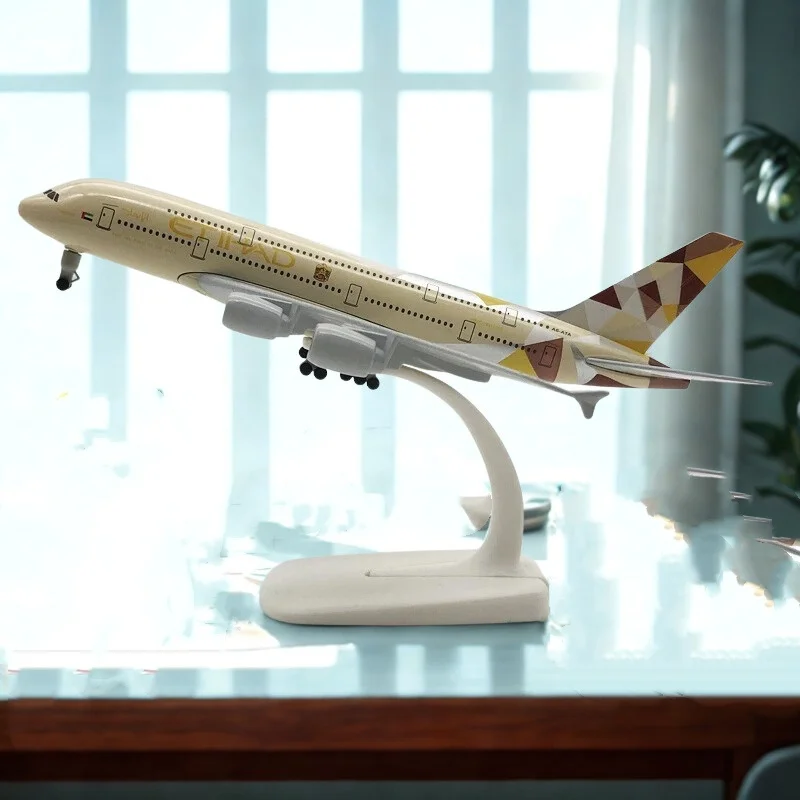 

A380 Etihad Airways Airplane Models 20cm Alloy Aircraft Model With Landing Gear Home Decor For Aviation Enthusiasts Gift