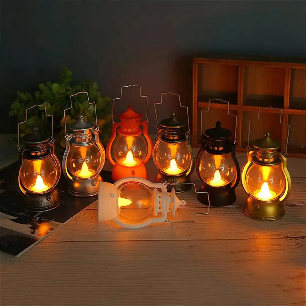

Retro Kerosene Lamp Night Light Small Oil Light Table Lamp Lantern Art Pendant Christmas Halloween Crafts Decorations