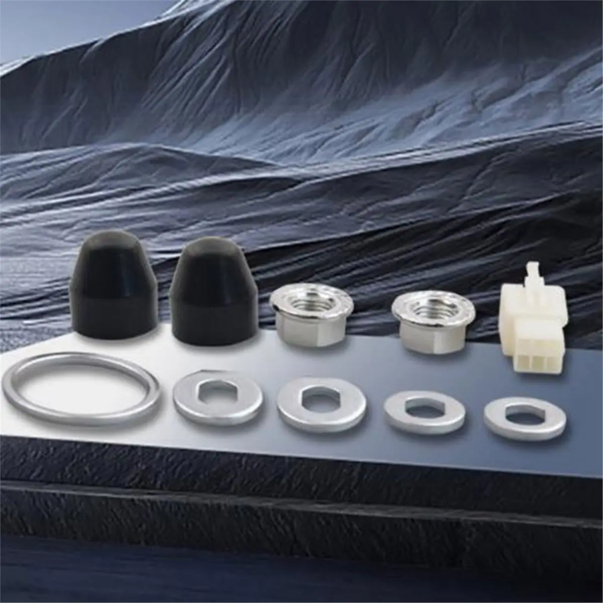 M16 Screw Set with Flanged Nuts, Anti-Loosening Lock Washers, Protective Caps for Hub Motor Mounting