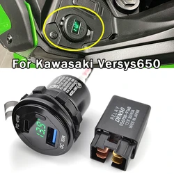 For Kawasaki Versys 650 2022 2023 2024 Motorcycle Accessories Camera Cellphone Type C Single USB Fast Charger with Relay