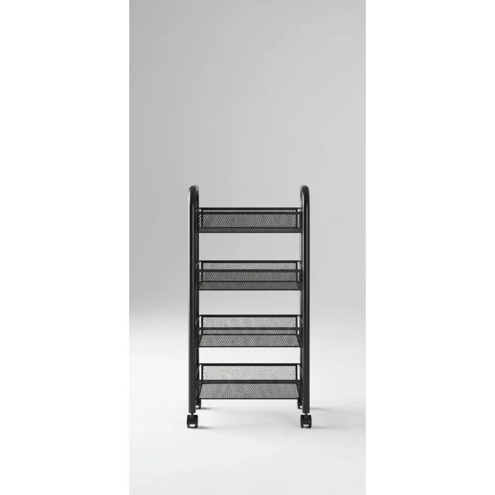 

5-Tier Rolling Storage Cart with Wheels & Handle, Heavy-Duty Metal Organizer for Kitchen Office Living Room
