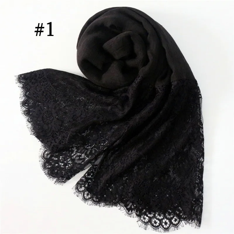 Cross-Border AliExpress New Women\'s Solid Color Scarf Two Big Lace Closed Toe Scarf 30 Colors