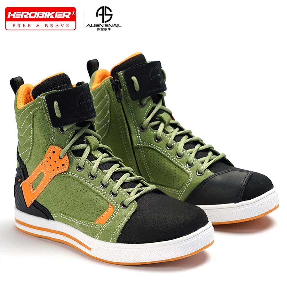 

Motorcycle boots Breathable Anti-fall Rider Road Racing Casual Shoes Boots Gear Shift Rubber Sole Reflective Motorbike Shoes