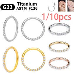 1/10pcs G23 Titanium Nasal Ring For Women Hoop Earring 16G/18G Piercing Jewelry Gift Lip Ring Hinge Clicker Open Diaphragm