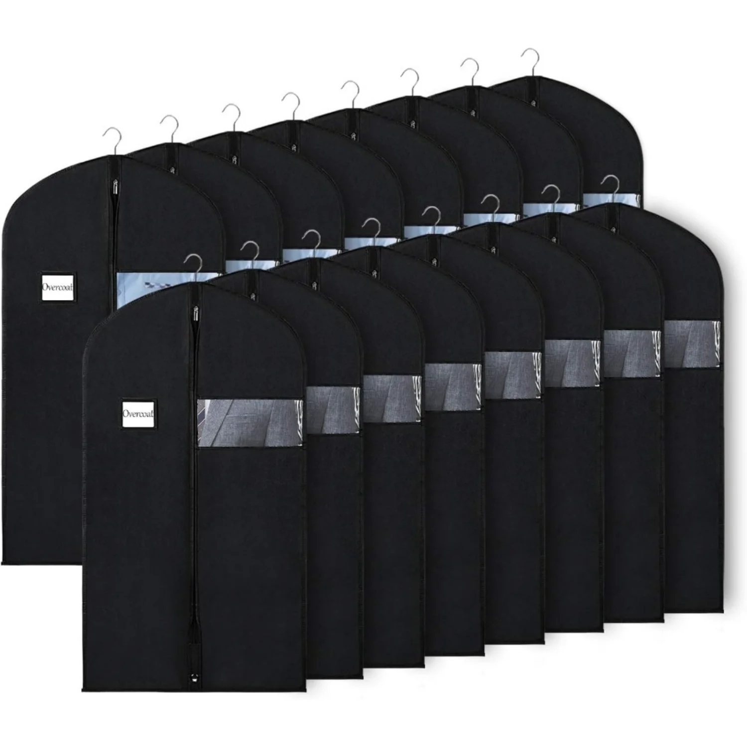 16 Pack Suit Bags Garment Bag for Men - 40-inch Clothes Cover with Clear Window and ID Card Holder - Ideal for Suit Jacket, Skir