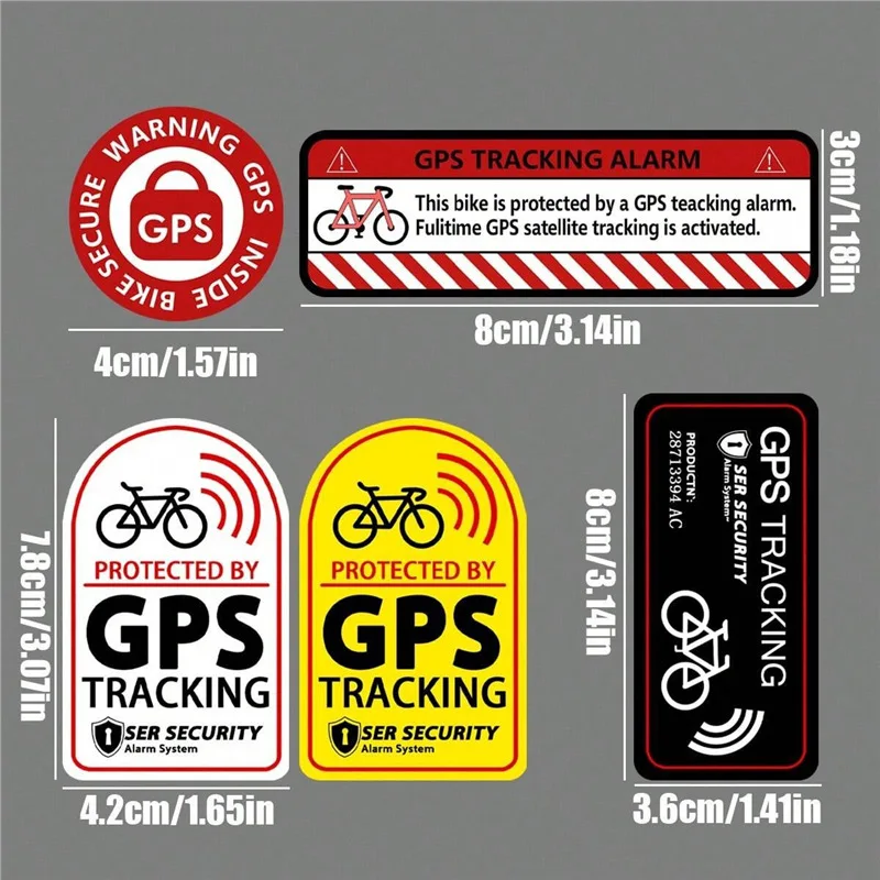 Bicycle GPS Tracking Alarm Sticker Scooter Car Motorcycle Anti-Theft Warning Decal Reflective Waterproof Paster Bike Accessories