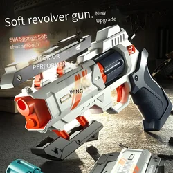 Children's mechanical linkage 6-shot revolver soft bullet gun can fire toy gun boy outdoor eating chicken pistol model