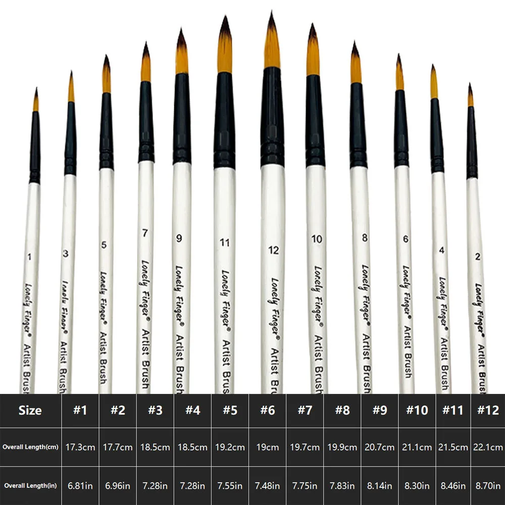 12/48 قطعة من فرش طلاء الأكريليك، مجموعة فرش طلاء شعيرات صناعية احترافية، مجموعة فرش طلاء مسطحة، فيلبرت، مستديرة، زاوية