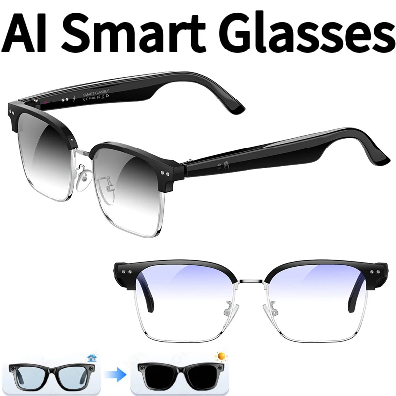 

Интеллектуальные Bluetooth AI-перевод, меняющие цвет очки, многоязычное голосовое управление вызовом, музыкальные УФ-поляризованные солнцезащитные очки