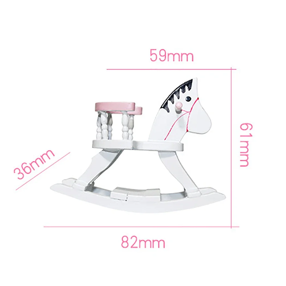 1/12 Dollhouse Miniature Accessories Mini Wooden Horse Chair Simulation Furniture Model Toy for Doll House Decoration