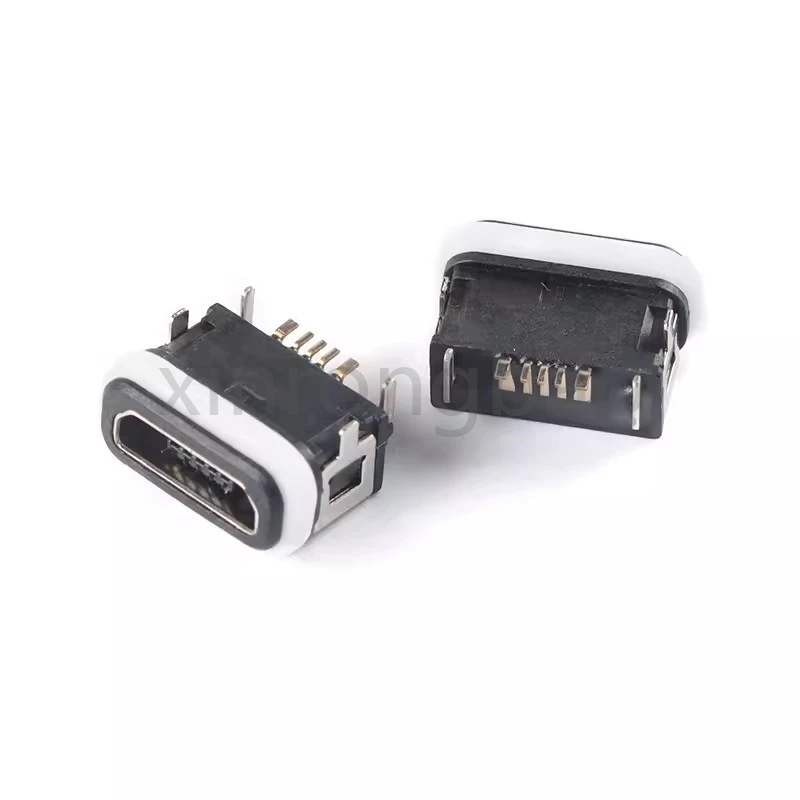 5PCS MicroUSB 5pin On-Board Type Female Connector with Stainless Steel Shell IPX8 Diving Grade Waterproof 4 Pin Dive Connector