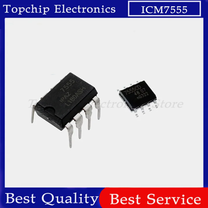 10pcs ICM7555IPAZ DIP-8 ICL7555 DIP 7555 ICM7555IPA DIP8 7555ID ICM7555IBAZ 7555CD SOP-8 General Purpose Timers IC