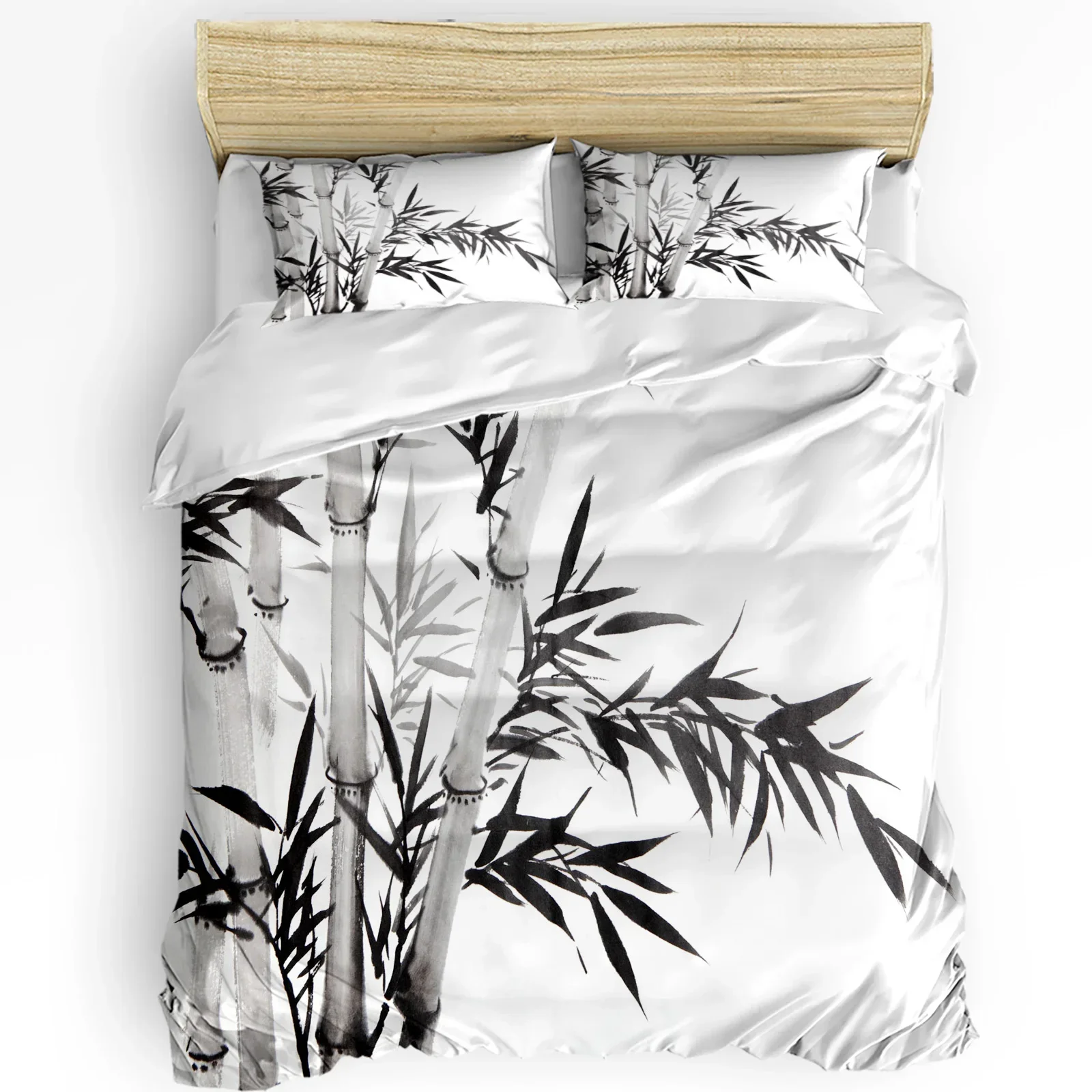

3pcs Bedding Set Bamboo Chinese Style Simple Black And White Duvet Cover Pillow Case Boy Kid Teen Girl Bedding Covers Set