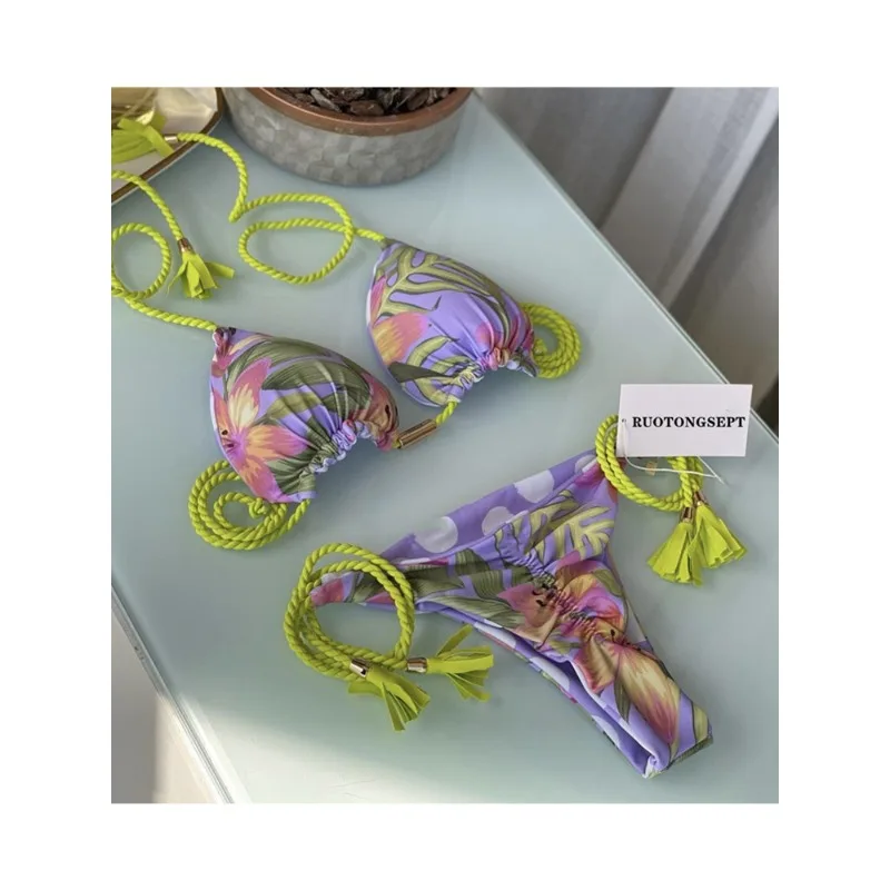 

Новый женский сексуальный купальник бикини с принтом и веревкой