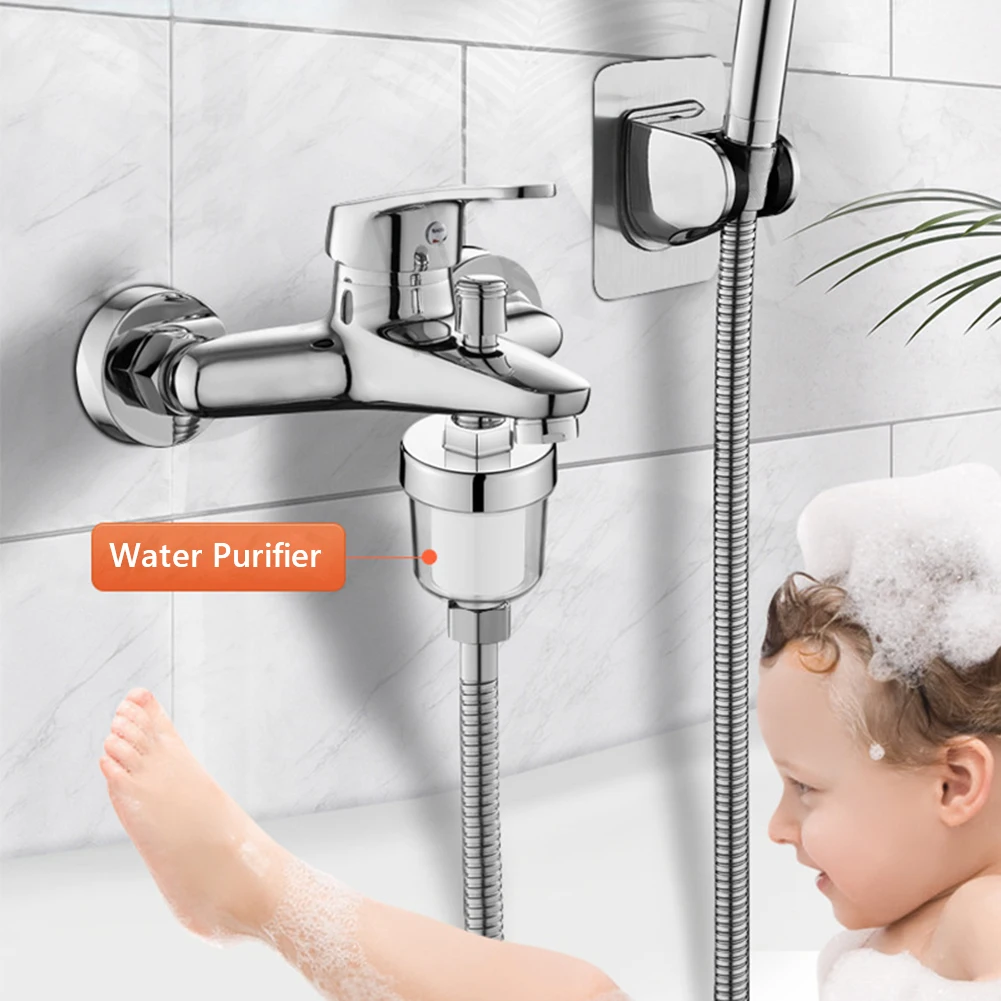 Bath Filter Transparent Bathroom Filtration System Universal Connection Switch Household Water Filter 3.5x2.4in for Home Kitchen