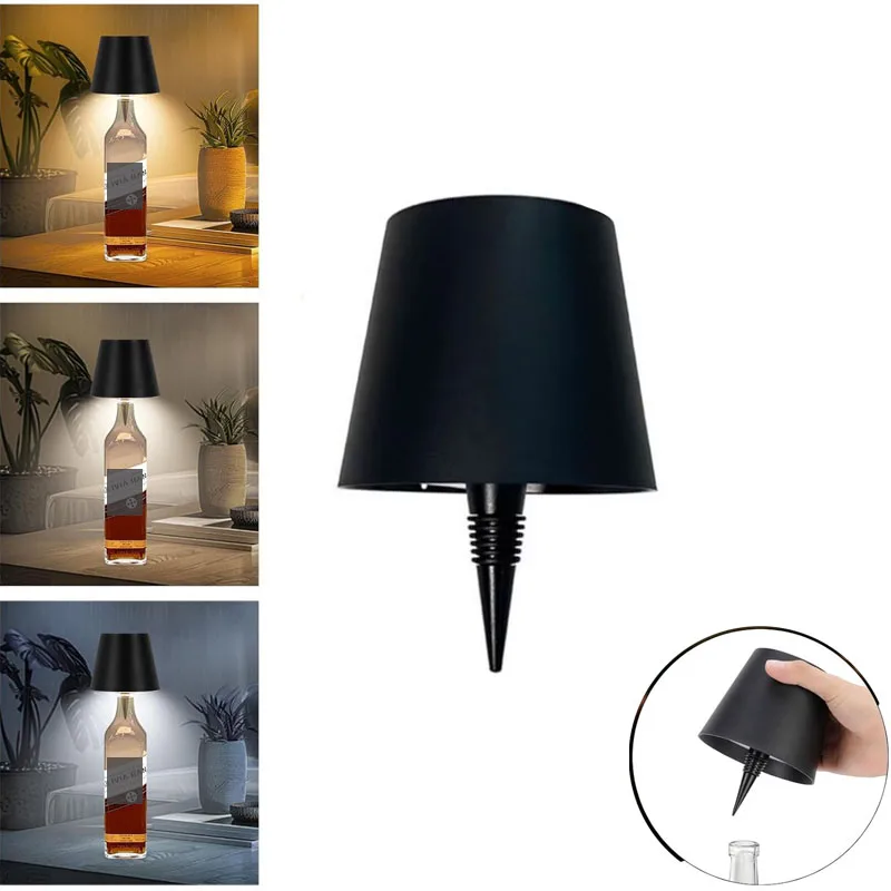 Wine Bottle LED Table Lamp 3 Color Lighting Modes USB Rechargeable Desktop Decor Light for Home Bar Party Desk Decoration