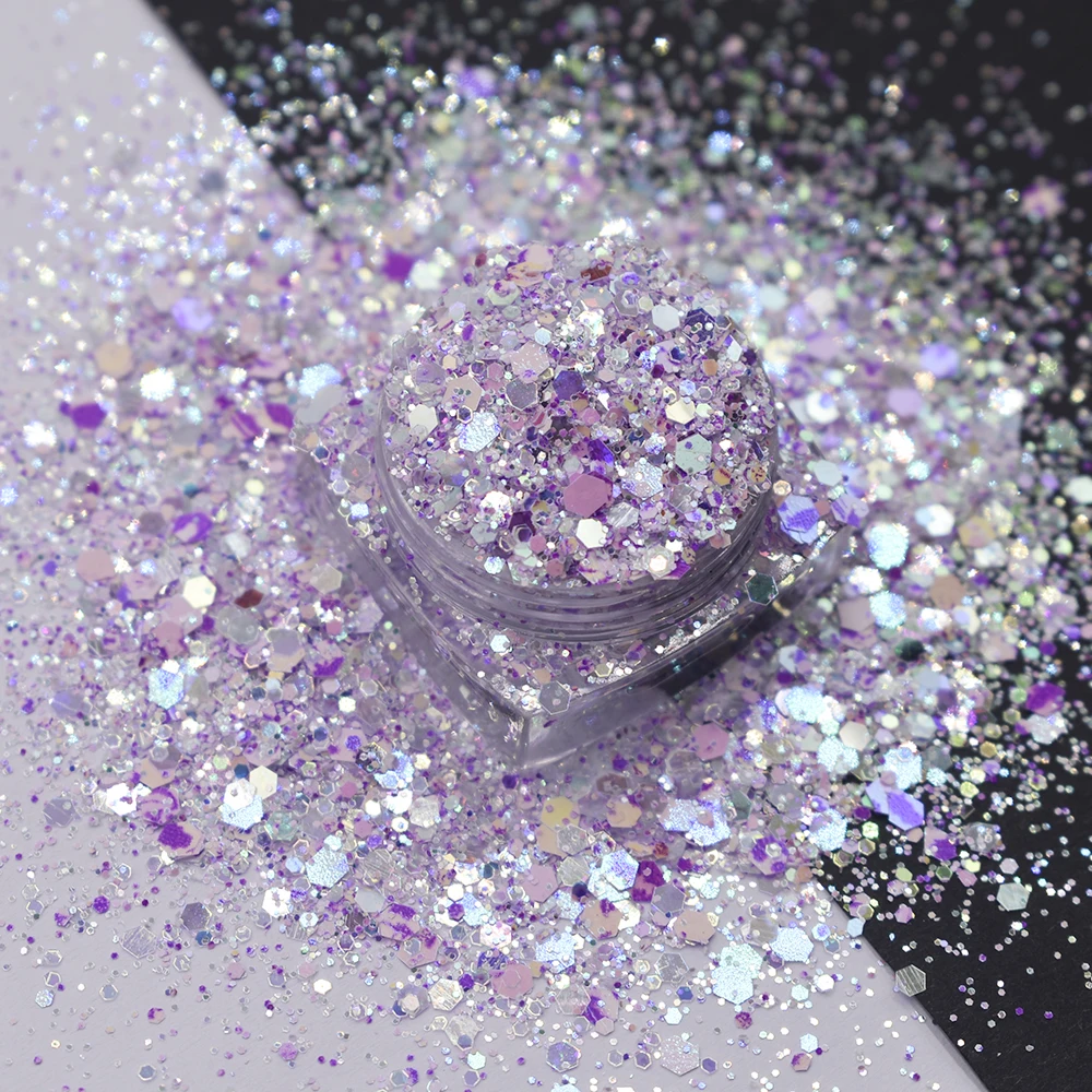 10g/Bag Chunky Nail Art Glitter 3D Mermaid Flakes Mix Hexagon Sparkly Symphony DIY Manicure Sequins Accessories