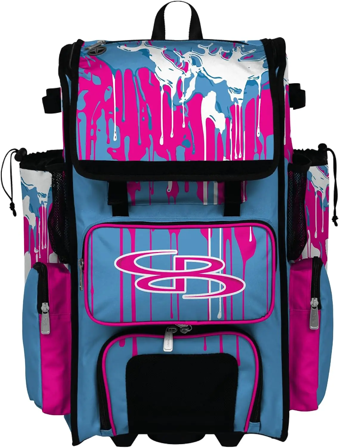 Wheeled Bat Gear Backpack Telescopic Handle Four Bats Softball Baseball Graffiti