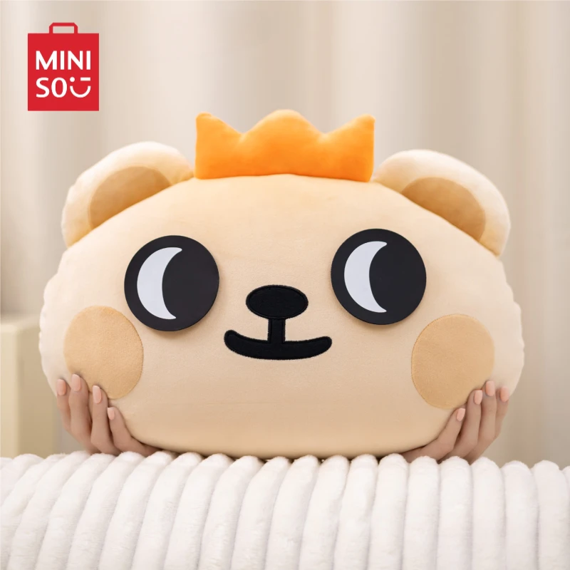 

Подушка MINISO Bearisbug плюшевая на липучке с большой головой, милая мультяшная игрушка для сна, настольное украшение, периферийный подарок для детей на день рождения