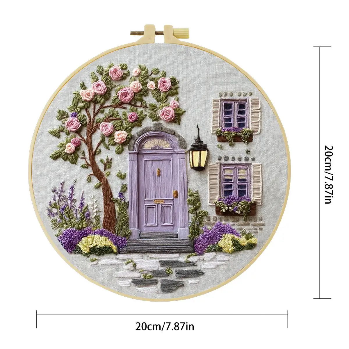 1 Stück 20X20CM/15X15CM 7,87/6,3 Zoll Tür-Stickerei-Starter-Kit DIY-Kit DIY-Stickerei-Set Handarbeiten Malerei Nähen Kunst – Detail 2