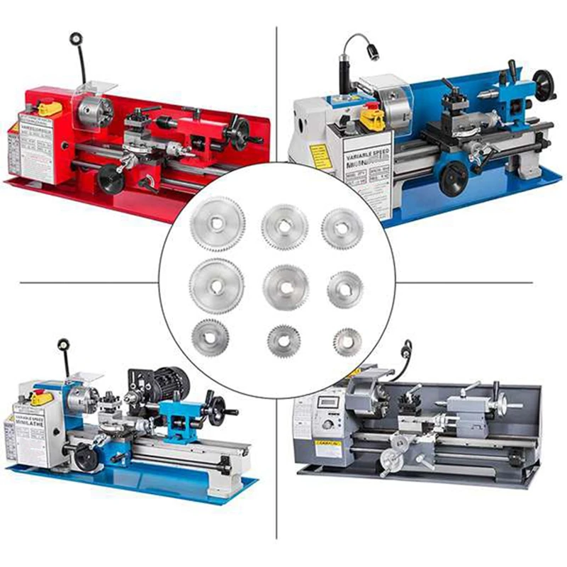 Mini Lathe Gears , Metal Cutting Machine Gears Lathe Gears 9Pcs Metal Screwdriver Metal Gear Kit