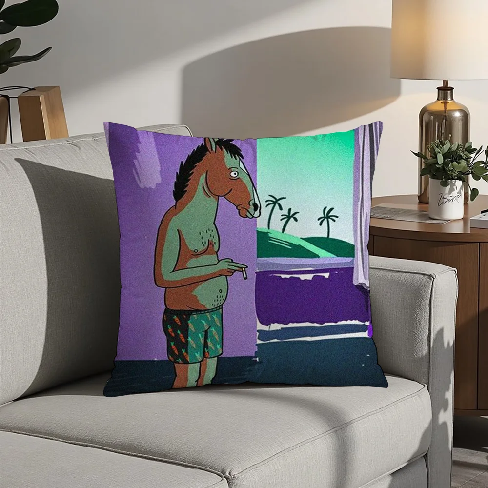 B-BoJack Horseman Custom Pillow Case Plush Fabric Soft  Pillowcase Double Sided Print Cushion Cover Household Gifts