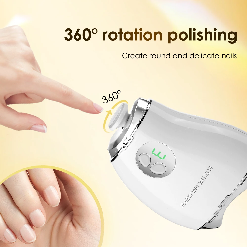 

2 in 1 Electric Nail Clipper Type-C Rechargeable Polisher Manicure Machine Portable Automatic Nail Cutter For Nails