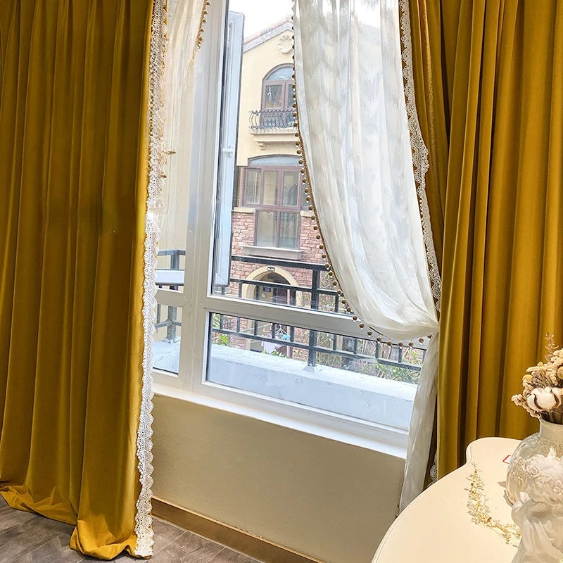 

Бархатные шторы из имбирного шелка, роскошные французские эргономичные шторы для гостиной, столовой, спальни, высококачественные ретро-шторы из австралийской шерсти