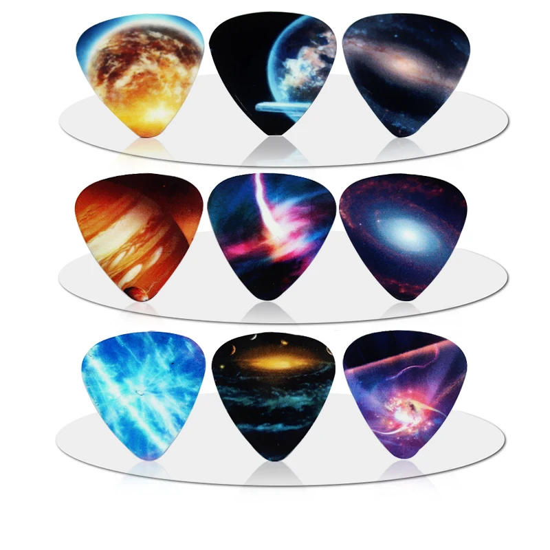 SOACH Fashion 10Pcs 0.46/0.71/1.0mm Thickness Guitar Picks Universe Guitar Accessories Guitar Pick for Ukulele Guitar Paddles