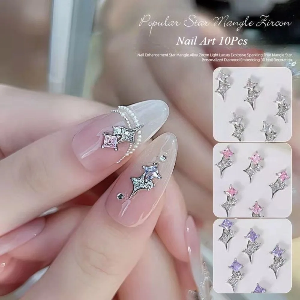10pcs Nail Art Alloy Zircon New Nail Art Jewelry Light Luxury Flash Three-dimensional Nail Decoration Nails Accessories Glitter