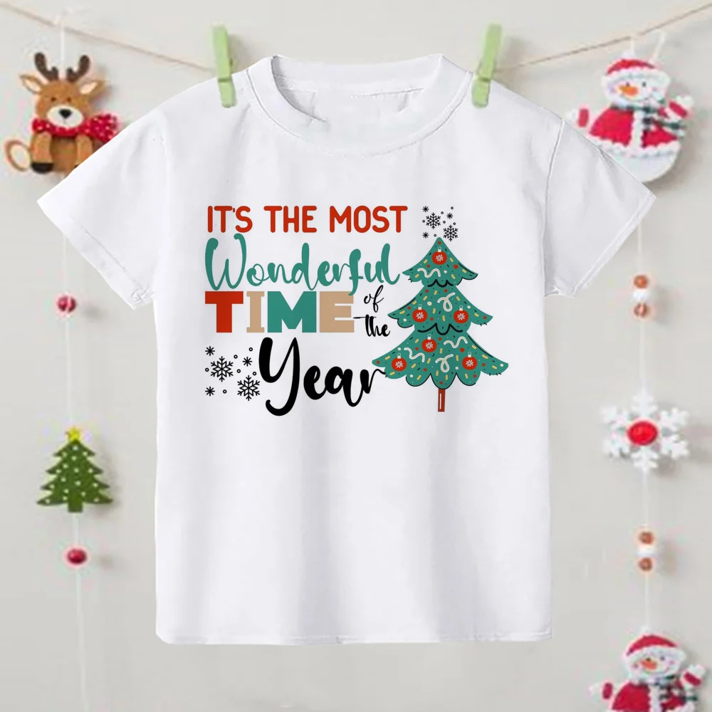 

Christmas Children's T-shirt Xmas Party Gift Clothes Boys Girls Sibling T Shirt Outfits Clothing Kids T Shirts Short Sleeve Tee