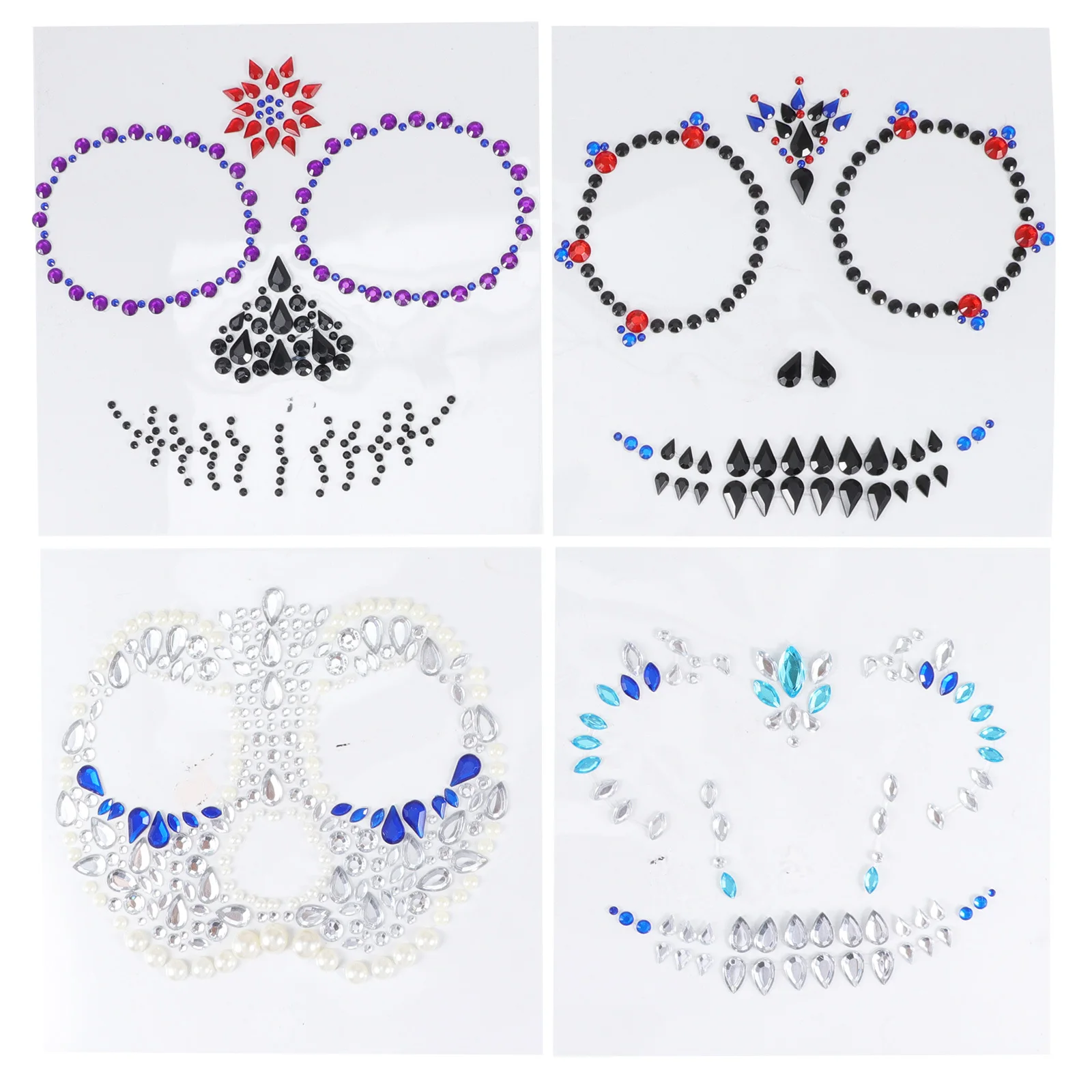 

4 Pcs Crafts Face Gems Stickers Rhinestone Halloween Facial Makeup for Forehead