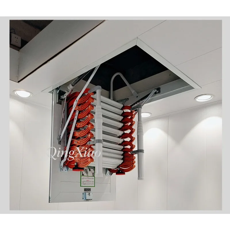 Hidden Retractable Attic Stairs Indoor Lifting Folding Ladder Custom For Villa Duplex Mezzanine Home Installation