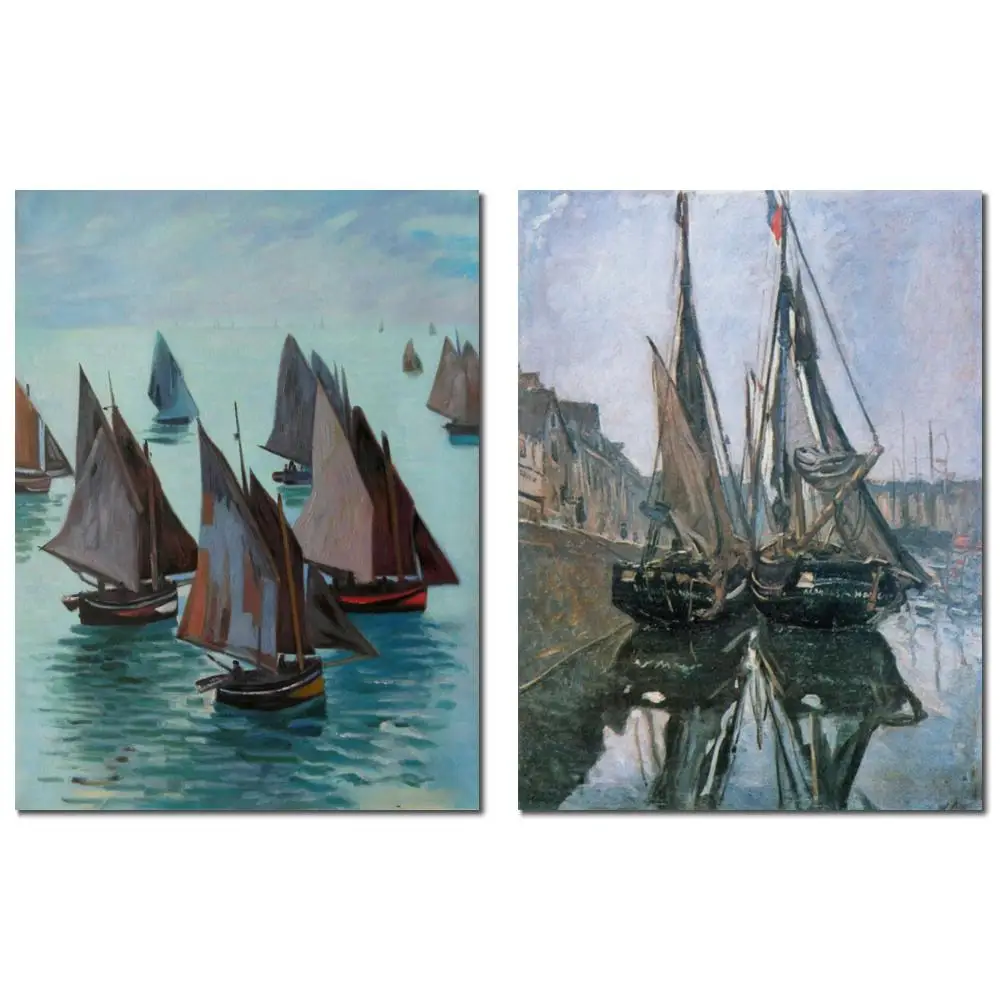 

Ручная роспись Клод Моне пейзаж рыбацкие лодки Honfleur импрессионист живопись маслом холст произведения искусства для декора кабинета