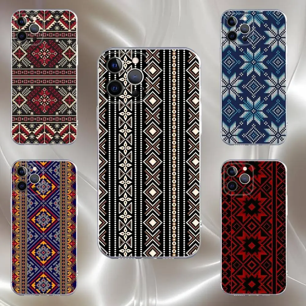 

U-Ukraine Ornament pattern Phone Case For iPhone 16,15,14,13,12,11 Pro,Max,Plus,X,XS,XR,SE,Mini Transparent Silicone Soft