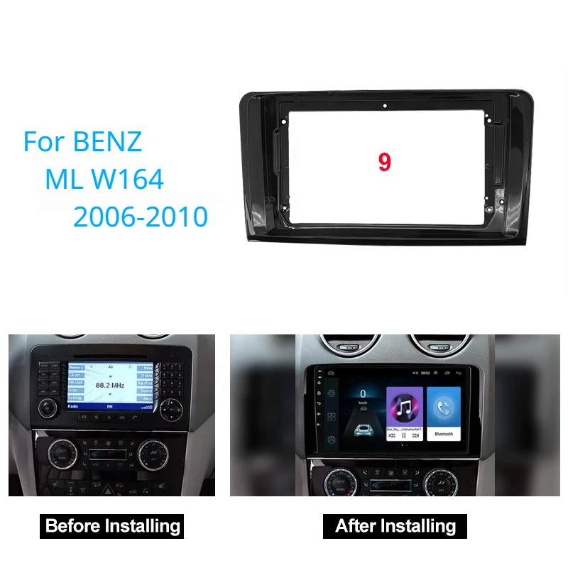 9 Inch Car Radio Fascias For MERCEDE BENZ ML W164 2006-2010 Dashboard Installation Trim Kit Frame Stereo Panel GPS Player Bezel