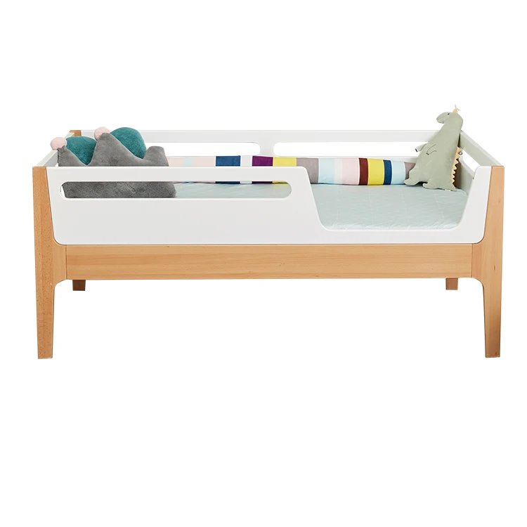 Eco-Friendly Large Size Steady Body Solid Wooden Children 2 Years Old New Born Baby Wood White Bed