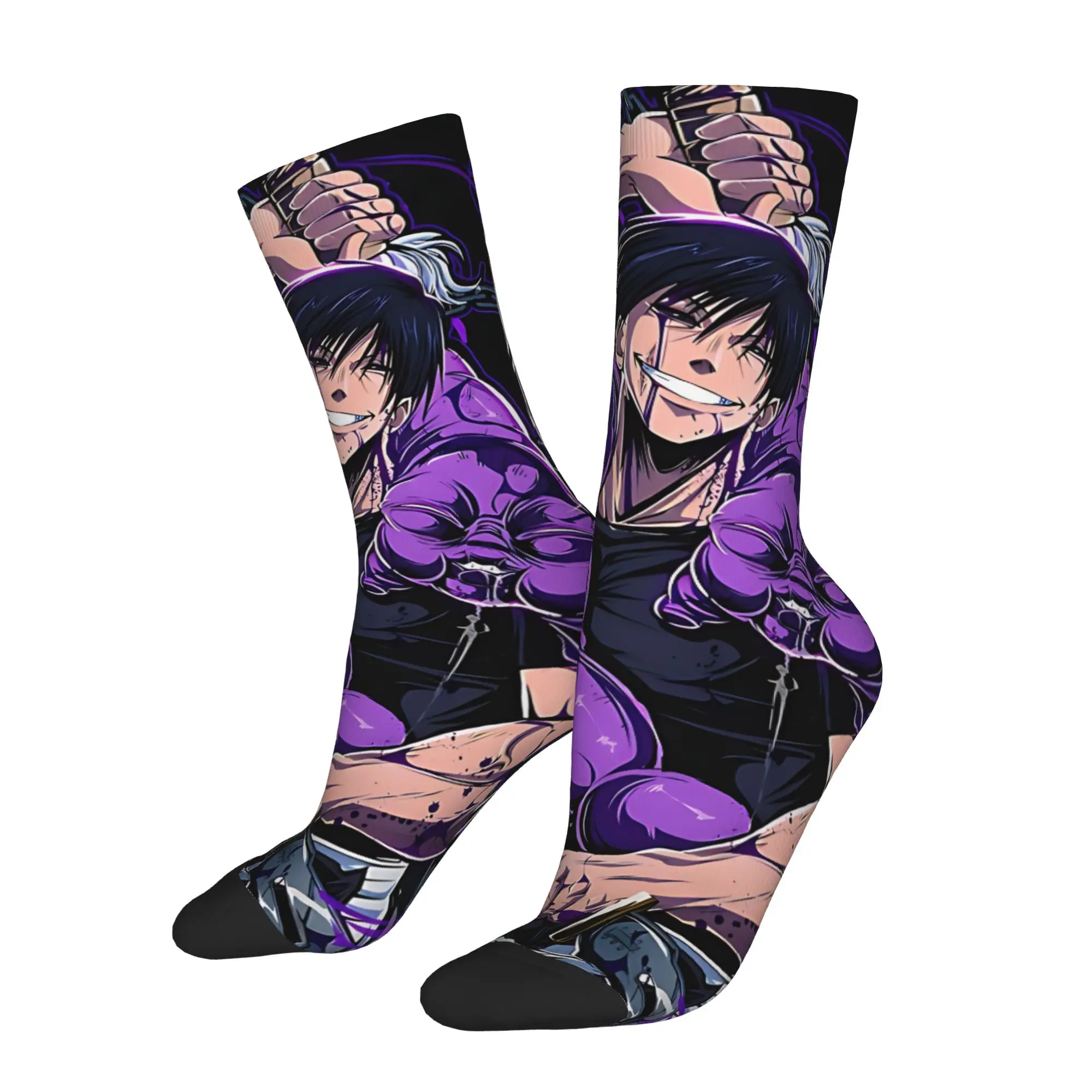 

1 Pair Funny Happy Men's Sock Toji Fushiguro Purple Retro Harajuku JUJUTSU KAISEN Hip Hop Novelty Pattern Sock