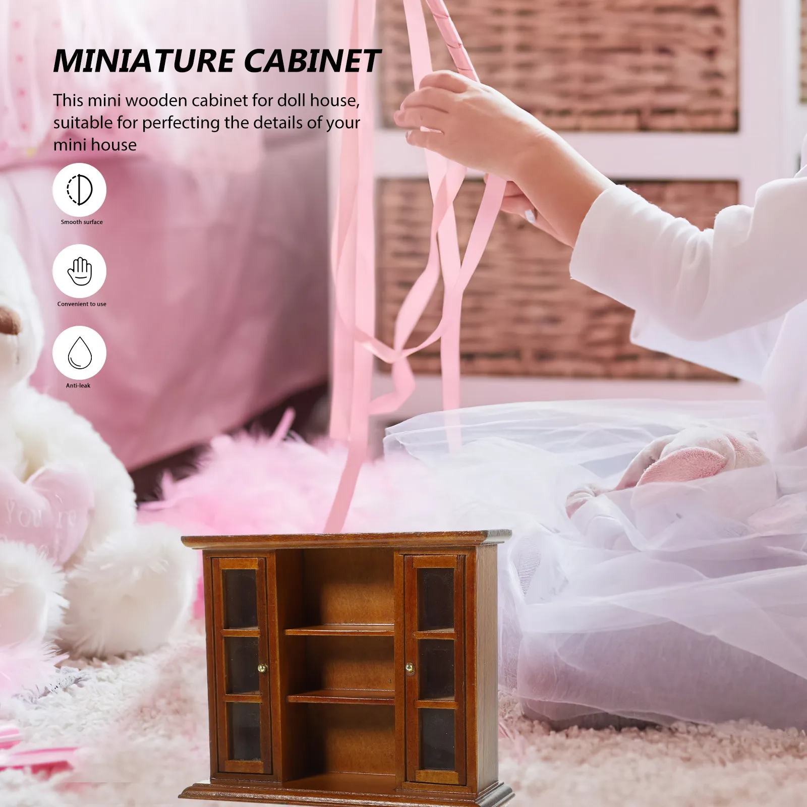 

Миниатюрный деревянный шкаф-домик, мебель для хранения, реквизит для масштаба 1:12, украшение для книжного шкафа, модель миниатюрного шкафа