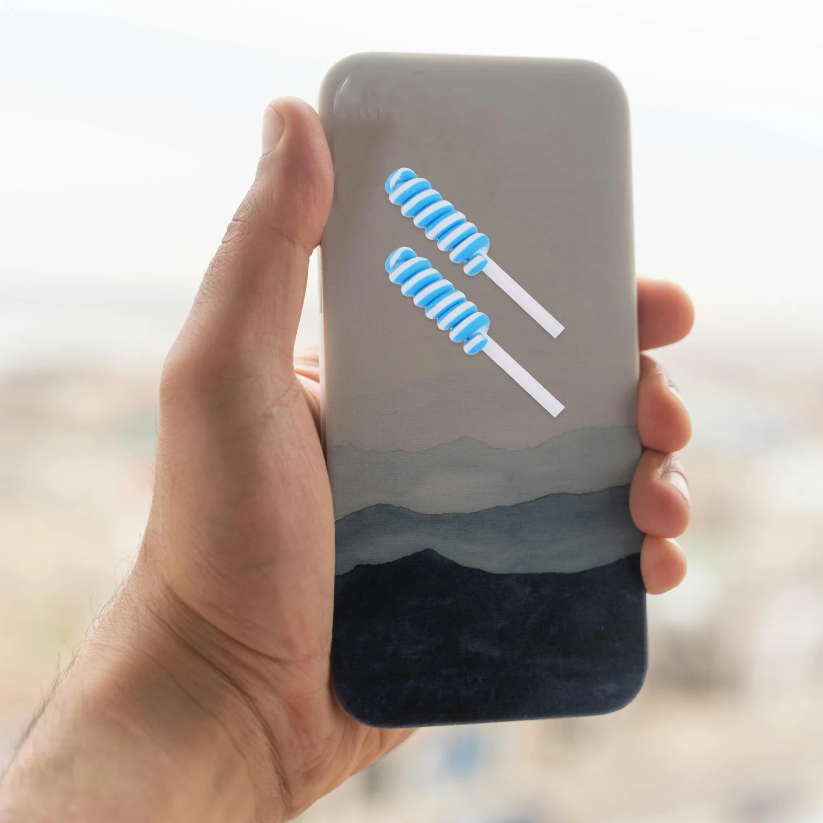 วัสดุทำเคสโทรศัพท์รูปอมยิ้ม 20 ชิ้น ใช้ตกแต่งกล่องดินสอ ทนทาน น้ำหนักเบา สีฟ้าทะเลสาบ