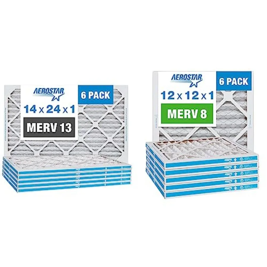 

6 плиссированных воздушных фильтров 14x24x1 MERV 13 + 12x12x1 MERV 8