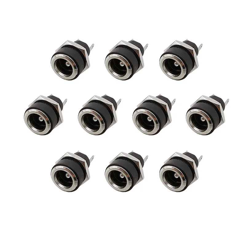 

10Pcs DC-022B 5.5 x 2.1mm DC Power Jack Female Nut Panel Mount Connector 5.5mm 2.1mm Plugs Adapter 2 Leg Terminals DC Socket
