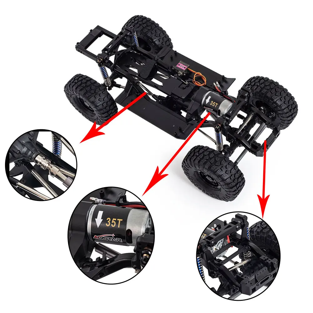 TRX-4 Two-Speed Gearbox Plastic Chassis Frame with 550 35T Motor for 1/10 RC Crawler Car TRX4 DIY Upgrade Parts