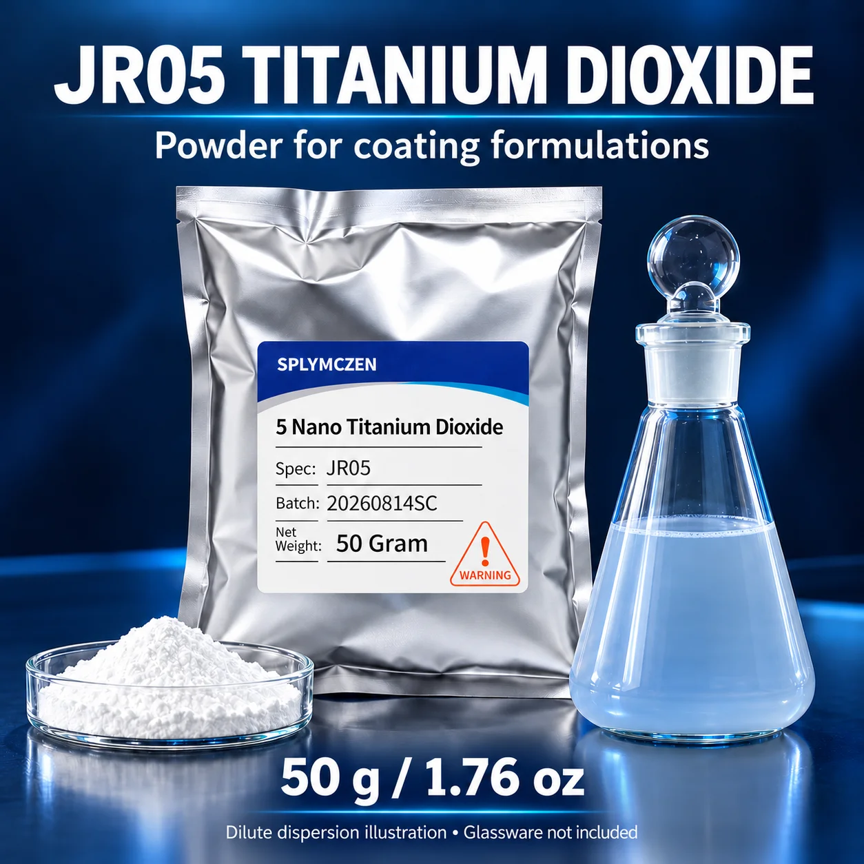SPLYMCZEN JR05 Anatase Nano Titanium Dioxide Powder, Hydrophilic TiO2 Nanopowder for Paint Coating Additive