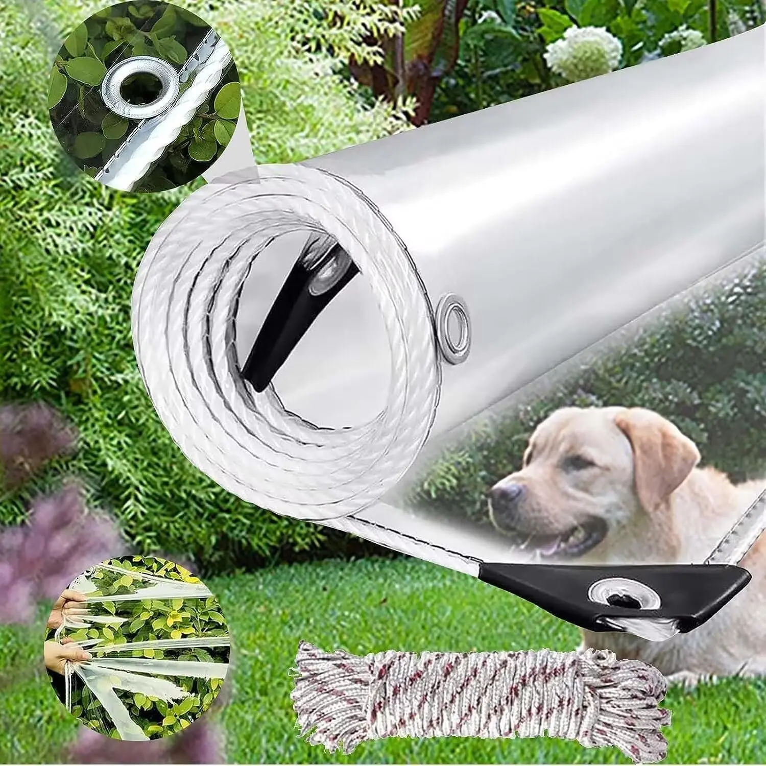 

8x8ft Clear Tarp with Grommets, Heavy Duty Waterproof PVC Cover for Patio, Camping, Greenhouse Outdoor Use