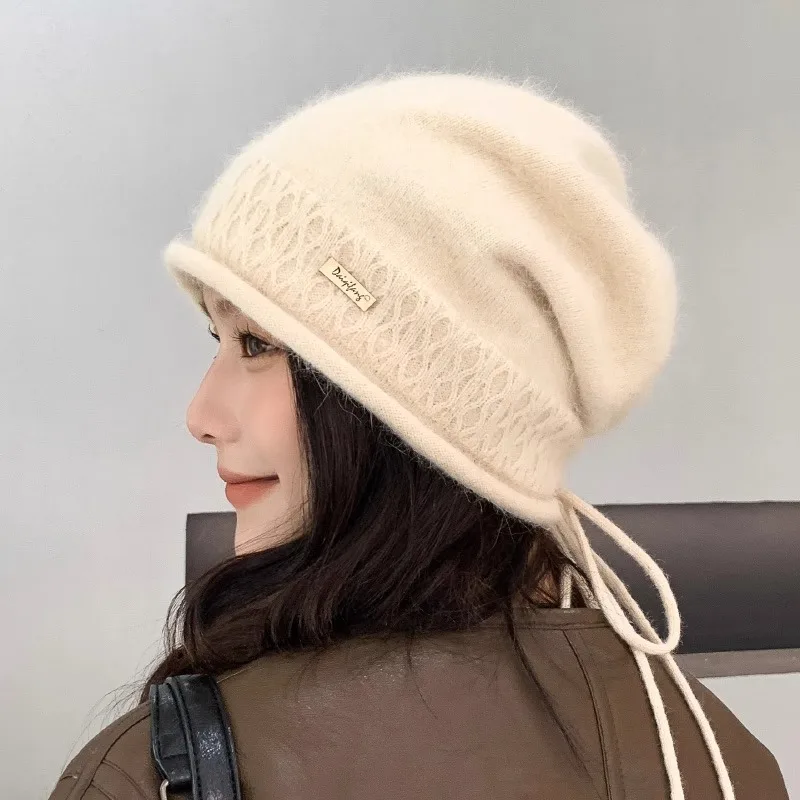 

Women's Autumn Winter Warm Knitted Hat Thickened Ear Protection Wool Hat Versatile Maternity Hat Soft Pullover Hat Slouchy Beani
