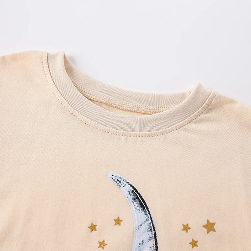 Little Maven Baby Girls Tops Kids Clothes 2024 Autumn Children\'s Clothing Cartoon Moon Rabbits Long Sleeves T-shirts Cotton